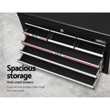 Giantz 10 Drawer Tool Box Cabinet Chest Toolbox Storage Garage Organiser Black - 45-Degree Angle