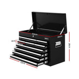 Giantz 10 Drawer Tool Box Cabinet Chest Toolbox Storage Garage Organiser Black - Front View