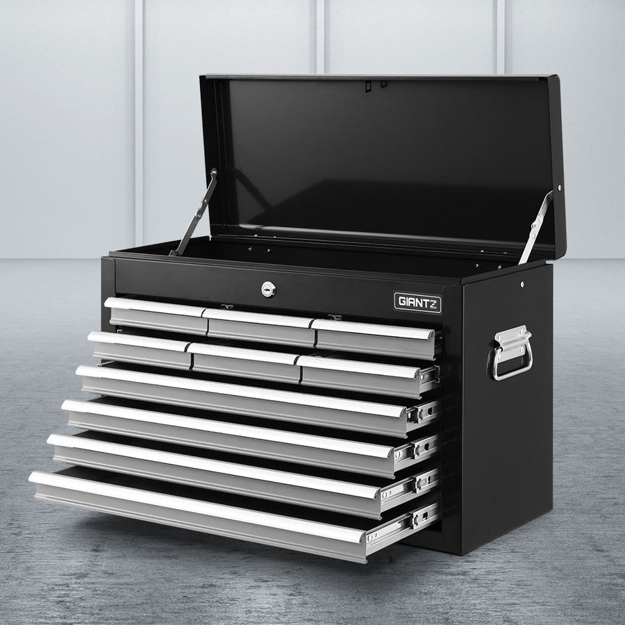 Giantz 10 drawer lockable steel tool chest in grey and black