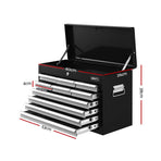 Giantz 10 drawer lockable steel tool chest in grey and black, drawers open with non-slip liners