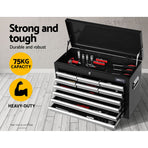 Giantz 10 drawer lockable steel tool chest in grey and black, key lock