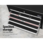 Giantz 10 drawer lockable steel tool chest in grey and black, small split drawers