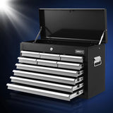 Giantz 10 Drawer Tool Box Cabinet Chest Toolbox Storage Garage Organiser Grey - Close-Up Angle