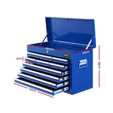 Giantz 10 Drawer Tool Box Cabinet Chest Toolbox Storage Garage Organiser Blue - Front View