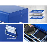 Giantz 10 Drawer Tool Box Cabinet Chest Toolbox Storage Garage Organiser Blue - Side View