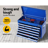 Giantz 10 Drawer Tool Box Cabinet Chest Toolbox Storage Garage Organiser Blue - Top-Down View