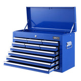 Giantz 10 Drawer Tool Box Cabinet Chest Toolbox Storage Garage Organiser Blue - Low Angle