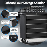 Giantz Tool Chest Trolley 10 Drawers Toolbox Storage Black - Top-Down View