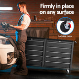 Giantz Tool Chest Trolley 10 Drawers Toolbox Storage Black - Rear View