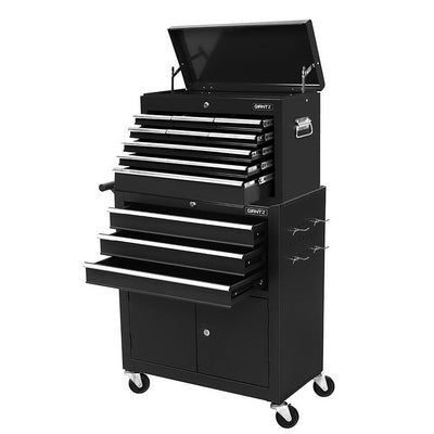 Giantz 12 Drawer Tool Chest Trolley, Steel Storage Cabinet Toolbox, Black