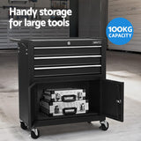 Giantz 13 Drawer Tool Box Cabinet Chest Toolbox Storage Garage Organiser Black - 45-Degree Angle