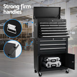 Giantz 13 Drawer Tool Box Cabinet Chest Toolbox Storage Garage Organiser Black - Rear View