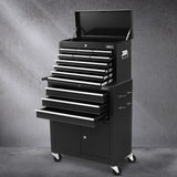 Giantz 13 Drawer Tool Box Cabinet Chest Toolbox Storage Garage Organiser Black