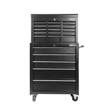 Giantz 14 Drawer Tool Box Cabinet Chest Mechanic Garage Storage Trolley Black - Side View
