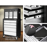 Giantz 14 Drawer Tool Box Cabinet Chest Mechanic Garage Storage Trolley Grey - 45-Degree Angle