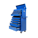 Giantz 14 Drawer Tool Box Cabinet Chest Mechanic Garage Storage Trolley Blue - Low Angle