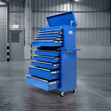 Giantz 14 Drawer Tool Box Cabinet Chest Mechanic Garage Storage Trolley Blue - Low Angle