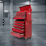 Giantz 14 Drawer Tool Box Cabinet Chest Mechanic Garage Storage Trolley Red - Low Angle