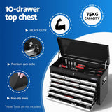 Giantz 15 Drawers Tool Chest Trolley Toolbox 2-in-1 Storage Black& Grey - Side View