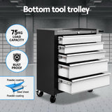Giantz 15 Drawers Tool Chest Trolley Toolbox 2-in-1 Storage Black& Grey - Top-Down View