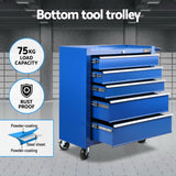 Giantz 15 Drawers Tool Chest Trolley Toolbox 2-in-1 Storage Blue - Top-Down View