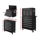 Giantz 16 Drawer Tool Box Cabinet Chest Trolley Toolbox Garage Storage Box - Front View