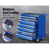 Giantz Tool Chest and Trolley Box Cabinet 16 Drawers Cart Garage Storage Blue - Rear View