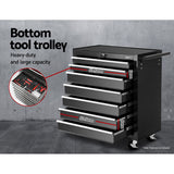 Giantz 17 Drawer Tool Box Cabinet Chest Trolley Toolbox Garage Storage Box Black - 45-Degree Angle