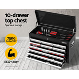 Giantz 17 Drawer Tool Box Cabinet Chest Trolley Toolbox Garage Storage Box Grey - Side View