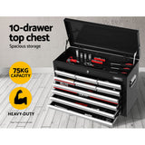 Giantz 17 Drawer Tool Box Cabinet Chest Trolley Toolbox Garage Storage Box Grey - Side View