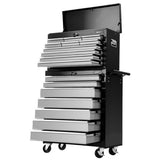 Giantz 17 Drawer Tool Box Cabinet Chest Trolley Toolbox Garage Storage Box Grey - Close-Up Angle