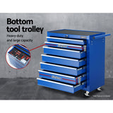 Giantz 17 Drawer Tool Box Cabinet Chest Trolley Toolbox Garage Storage Box Blue - 45-Degree Angle