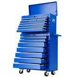 Giantz 17 Drawer Tool Box Cabinet Chest Trolley Toolbox Garage Storage Box Blue - Close-Up Angle