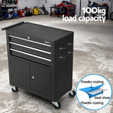 Giantz 3 Drawer Tool Box Chest Cabinet Toolbox Storage Garage Organiser Wheels - Top-Down View