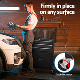 Giantz 3 Drawer Tool Box Chest Cabinet Toolbox Storage Garage Organiser Wheels - 45-Degree Angle