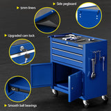 Giantz 3 Drawer Tool Box Cabinet Chest Toolbox Garage Storage Organiser - Rear View