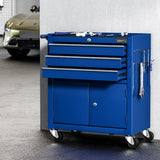 Giantz 3 Drawer Tool Box Cabinet Chest Toolbox Garage Storage Organiser - Close-Up Angle