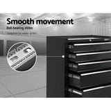 Giantz 5 Drawer Tool Box Cabinet Chest Trolley Box Garage Storage Toolbox Black - 45-Degree Angle