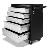 Giantz 5 Drawer Tool Box Cabinet Chest Trolley Box Garage Storage Toolbox Grey - Low Angle