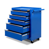 Giantz 5 Drawer Tool Box Cabinet Chest Trolley Box Garage Storage Toolbox Blue - Low Angle