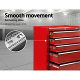 Giantz 5 Drawer Tool Box Cabinet Chest Trolley Box Garage Storage Toolbox Red - 45-Degree Angle