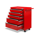 Giantz 5 Drawer Tool Box Cabinet Chest Trolley Box Garage Storage Toolbox Red - Low Angle