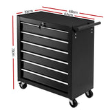 Giantz 6 Drawer Tool Box Cabinet Chest Trolley Cart Garage Toolbox Storage - Front View