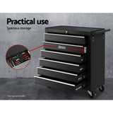 Giantz 6 Drawer Tool Box Cabinet Chest Trolley Cart Garage Toolbox Storage - Top-Down View