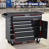 Giantz 6 Drawer Tool Box Chest Cabinet Toolbox Storage Garage Organiser Wheels - Top-Down View