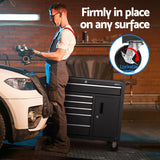 Giantz 6 Drawer Tool Box Chest Cabinet Toolbox Storage Garage Organiser Wheels - 45-Degree Angle