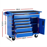 Giantz 6 Drawer Tool Chest Trolley Cabinet Cart Toolbox Storage Organiser Wheels - Front View