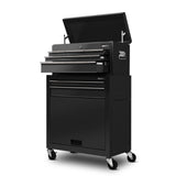 Giantz 7 Drawer Tool Box Cabinet Chest Trolley Toolbox Garage Storage Black - Side View