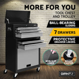 Giantz 7 Drawer Tool Box Cabinet Chest Trolley Toolbox Garage Storage Grey - Top-Down View