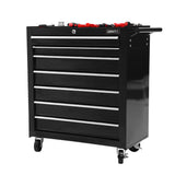 Giantz 7 Drawer Tool Box Cabinet Chest Trolley Storage Garage Toolbox Black - Side View